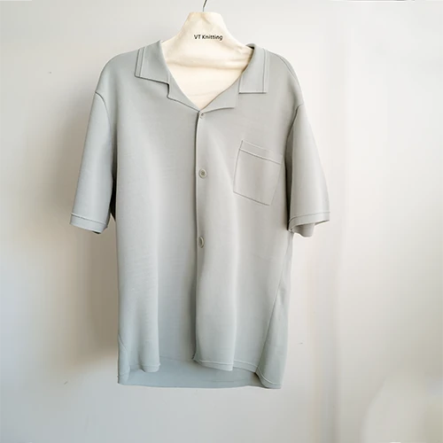 Knit Short Sleeve Button Down